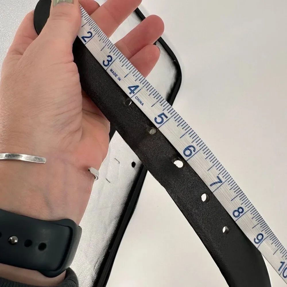 Fossil Mens Italian Full Grain Cowhide Silver Buckle Waist Belt Black Size 90/36